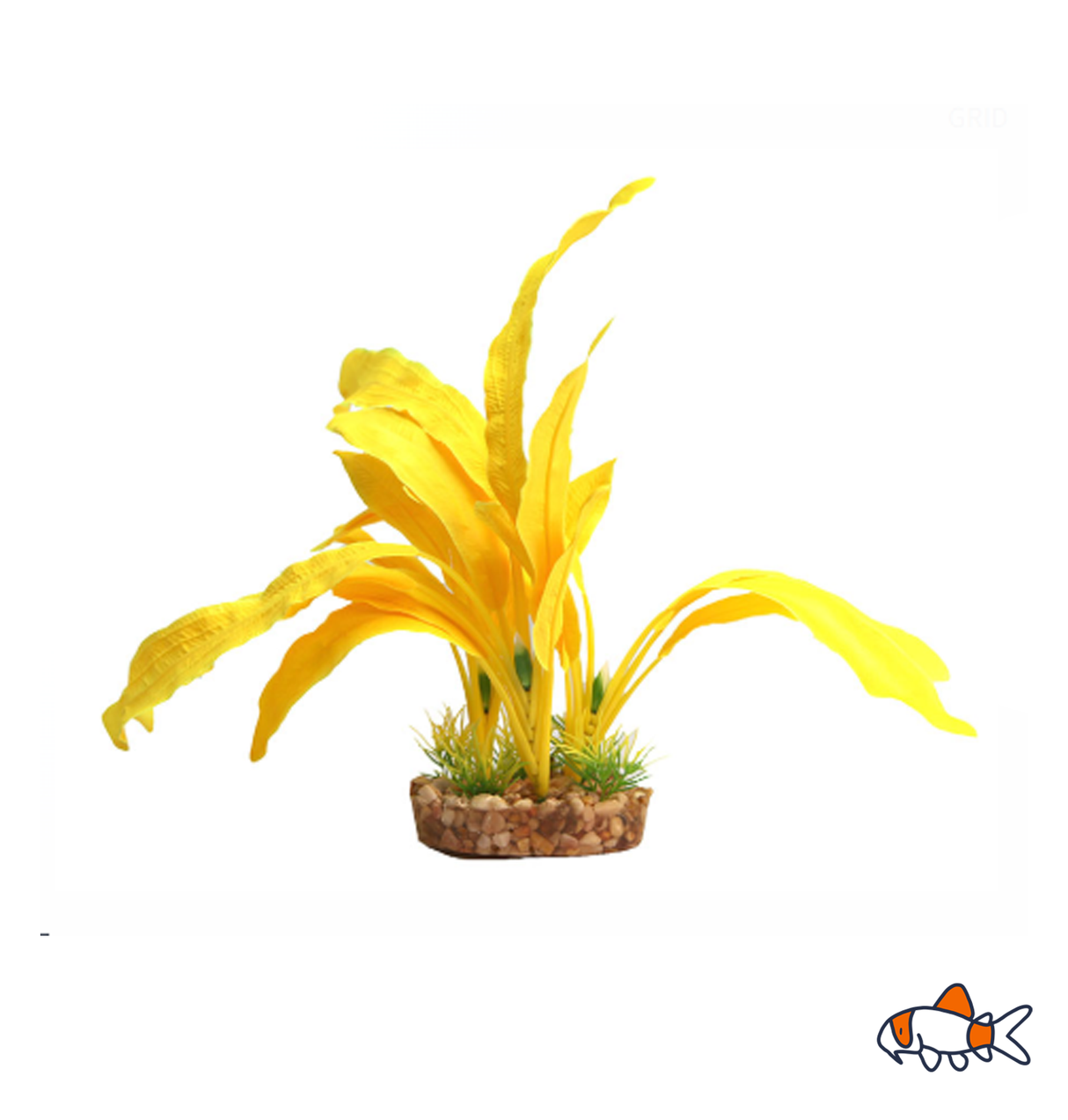 Aqua One Silk Plant - Yellow Sword W/gravel Base (L)