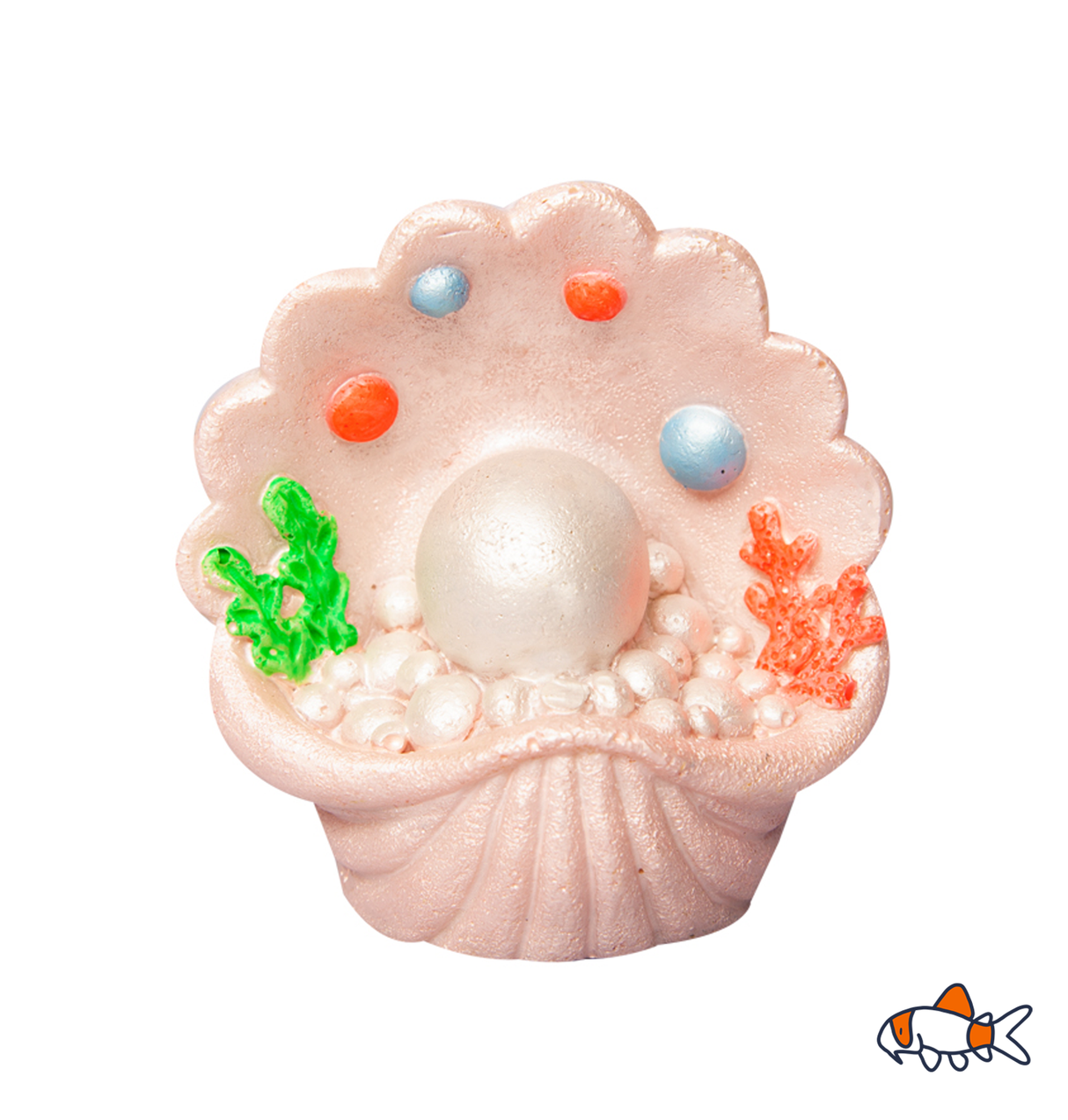 Aqua One Ornament Giant Clam With Pearls 9wx6.5dx9.5cmh