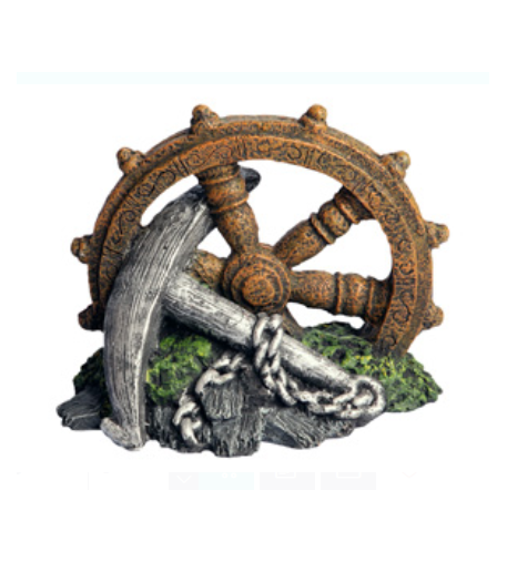 Aqua One Ornament - Anchor With Ship Wheel