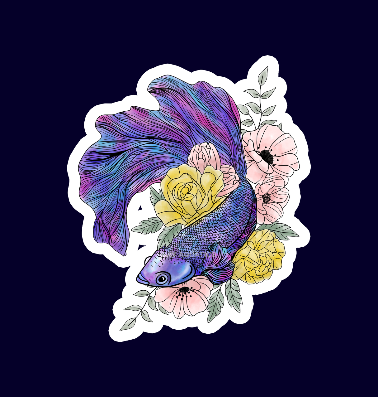 Betta Art Style Sticker